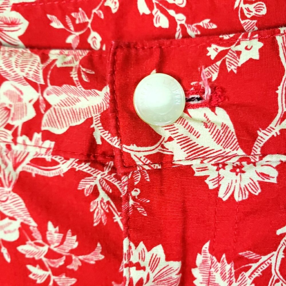 Women's Lauren Ralph Lauren Green Label Red White Floral Spring Pants Size 14 - Picture 8 of 10